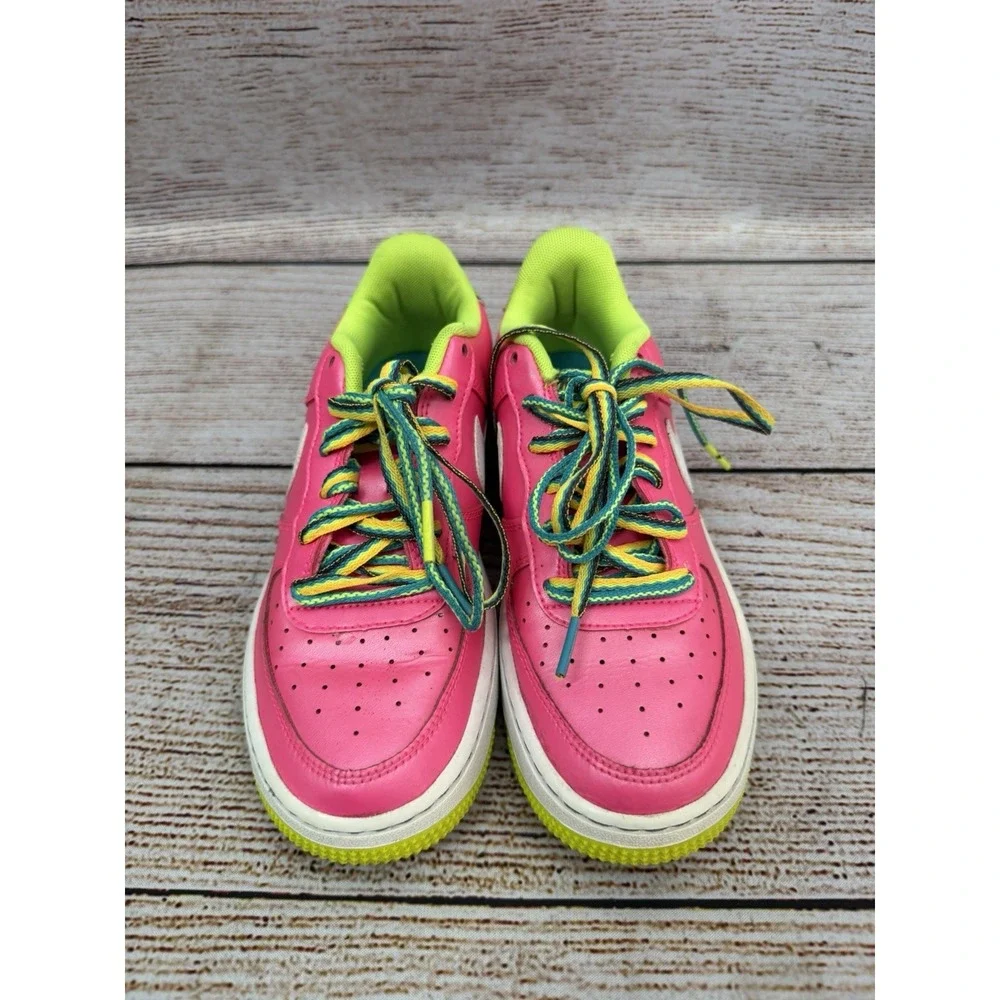 Nike Air Force 1 Low GS Pink Blast Volt Shoes Size 4Y CW5761-600 Used